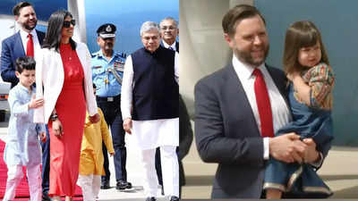 JD Vance and Usha Vance’s children charm in ethnic wear as they arrive in India