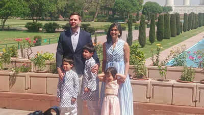 Usha Vance brings summer chic to the Taj Mahal in breezy stripes