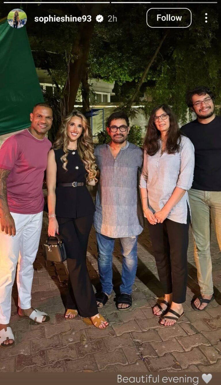Aamir Khan, Girlfriend Gauri Spratt With Shikhar Dhawan And His Rumored Girlfriend Sophie Shine