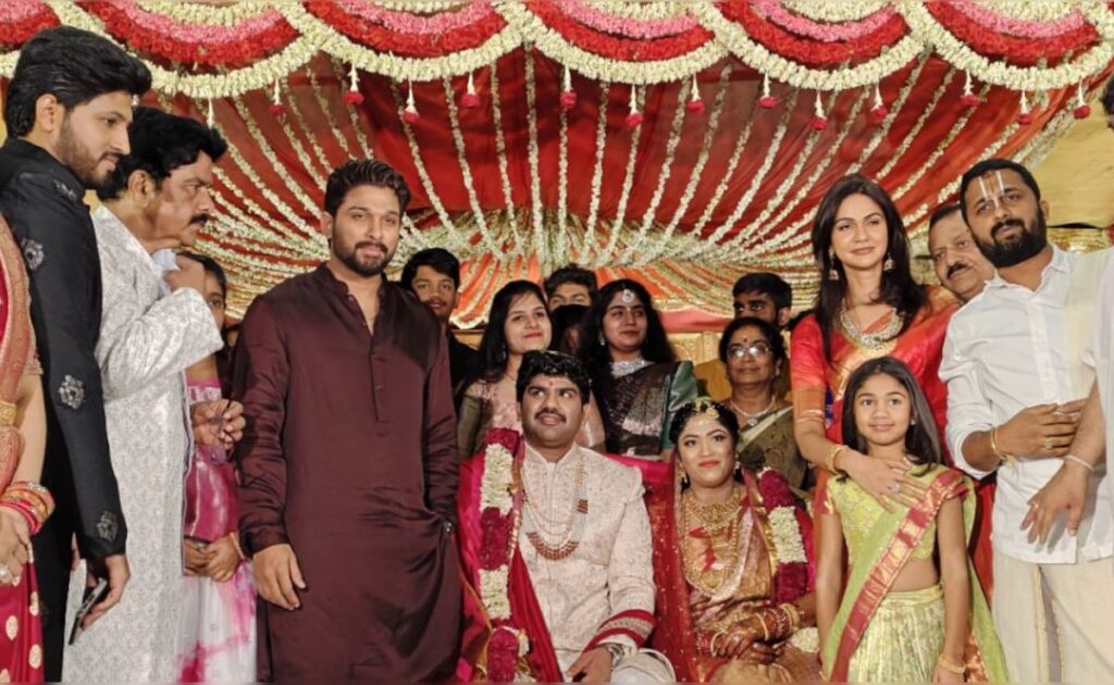 Allu Arjun Attends Cousin’s Wedding Festivities With Wife Sneha Reddy And Daughter Allu Arha