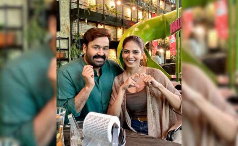 Nothing To See Here, Just Malavika Mohanan And Mohanlal Posing On Sets Of Hridayapoorvam