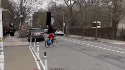 Viral video shows Brooklyn man cycling with fridge balanced on head