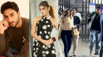 Ibrahim Ali Khan AVOIDS paparazzi as he enjoys an IPL match with Rasha Thadani in Mumbai: PICS | Hindi Movie News