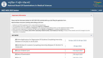 NBEMS NEET MDS 2025 admit card out today at natboard.edu.in: Here’s how to download it