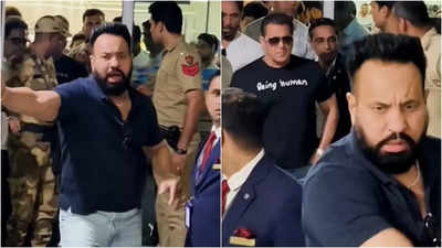 ‘Bas kar oye’: Salman Khan’s bodyguard Shera loses his temper at paparazzi as they exit Mumbai airport with tight security | Hindi Movie News