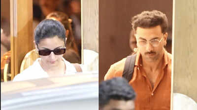 Alia Bhatt makes first appearance after Rahul Bhatt compared her to Pooja Bhatt; Ranbir Kapoor seen caring for her while holding Raha | Hindi Movie News