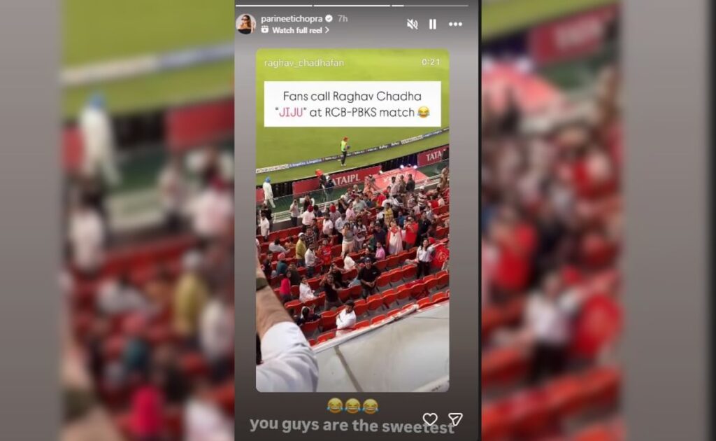 The Crowd Chants “Jiju” As Raghav Chadha Attends RCB vs PBKS Match. Parineeti Chopra’s Reaction