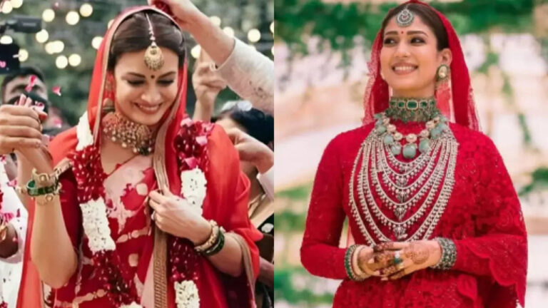 5 celebrity brides who chose red saree over a lehenga for their wedding