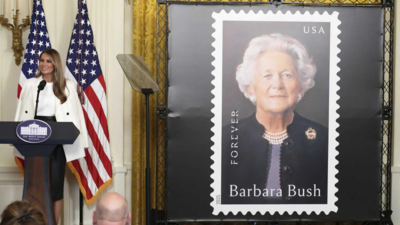 Melania Trump honours Barbara Bush with stamp tribute at White House ceremony