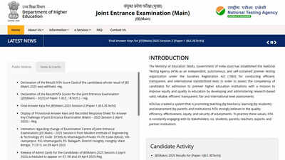 JEE Mains 2025 Paper 2 final answer key shortly on jeemain.nta.nic.in, result to follow