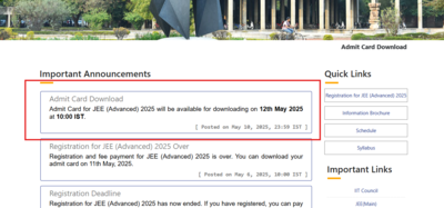 JEE Advanced admit cards to now release on May 12: Check complete details here