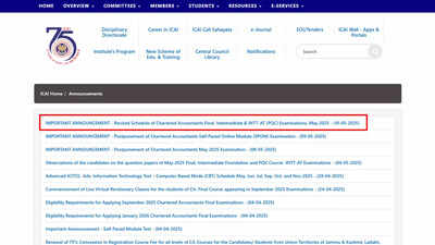 ICAI reschedules CA Inter, Final, and INTT–AT exams for May 2025; check official notice here