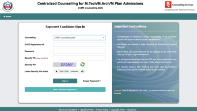 CCMT Counselling 2025: Registration begins for M.Tech, M.Arch, M.Plan admissions, apply by this date