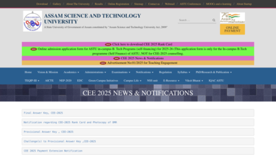 Assam CEE result 2025 released: Here is how to download final answer key, rank card online