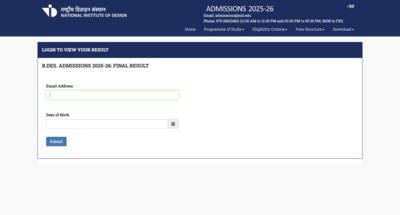 NID DAT BDes 2025 final result declared, submit campus preference online till this date