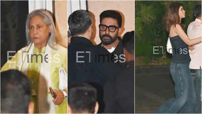 As Aishwarya Rai Bachchan stuns in ivory saree with sindoor at Cannes 2025, Abhishek Bachchan and Jaya Bachchan step out for family dinner | Hindi Movie News