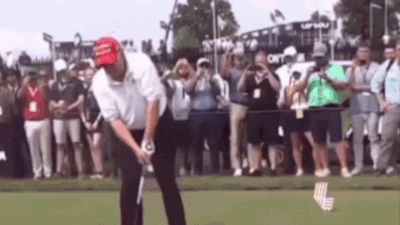 Watch: Donald Trump shares doctored video of him hitting Bruce Springsteen with golf ball