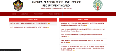 APSLPRB Constable hall ticket 2025 released: Direct link to download admit card here