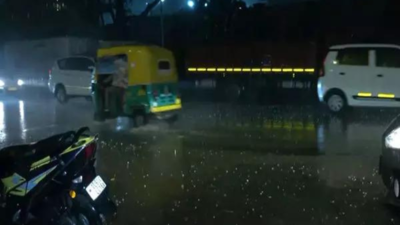 Heavy rain lashes Delhi-NCR after IMD red alert; strong winds, rain cause disruption | India News