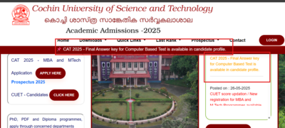 CUSAT CAT final answer key 2025 released: Direct link to download here