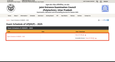 JEECUP 2025 revised exam schedule released: Check new dates for UPJEE CBT, answer key, and result here