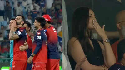Watch: Virat Kohli, Anushka Sharma exchange kisses after RCB’s record chase vs LSG | Cricket News