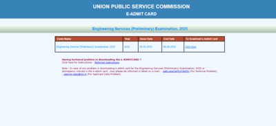 UPSC ESE 2025 admit card released: Direct link to download hall tickets here
