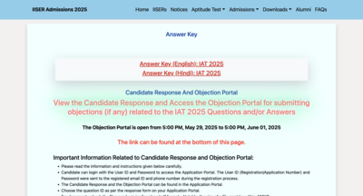 IISER IAT answer key 2025 objection window opens at iiseradmission.in: Submit challenges online by this date