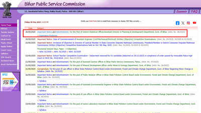 BPSC recruitment 2025: Notification for DSO/AD posts released at bpsc.bihar.gov.in; applications open from June 3