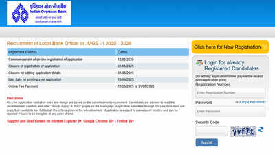 IOB Recruitment 2025: Last date to apply for Local Bank Officer at iob.in, apply here