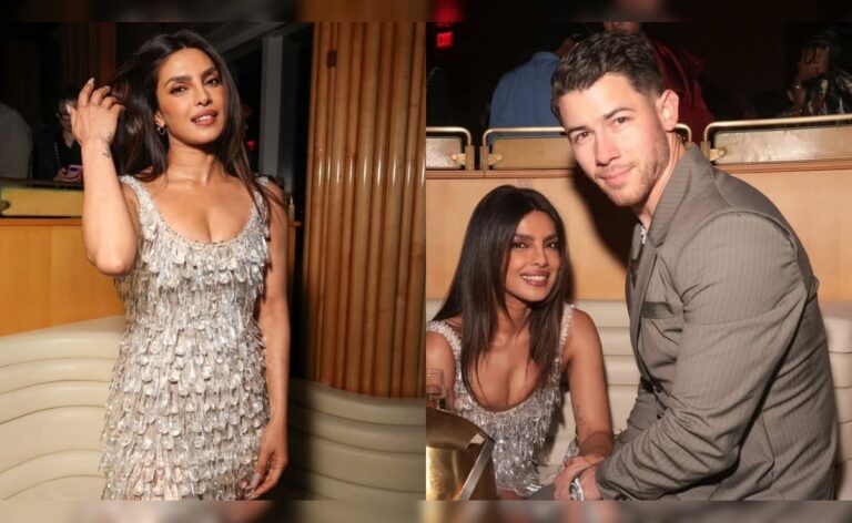 Priyanka Chopra Dazzles In A Diamond Dress, Nick Jonas Escorts Her To The Car