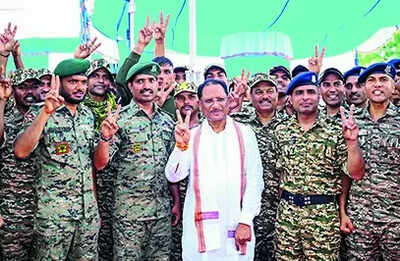Chhattisgarh CM celebrates success with jawans, locals | India News