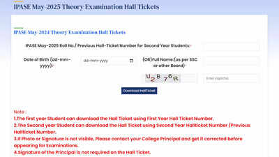 IPASE May 2025: AP Inter supplementary theory exam hall tickets released at bie.ap.gov.in