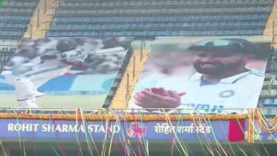 Rohit Sharma Stand: Video: Rohit Sharma gets emotional as parents inaugurate stand with his name at Wankhede | Cricket News