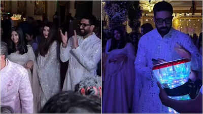 Aishwarya Rai Bachchan and daughter Aaradhya Bachchan groove to Dus Bahane at a wedding, Abhishek Bachchan’s drumming skills steal the spotlight: Watch video | Hindi Movie News