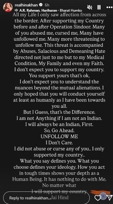 Hina Khan Reacts To Backlash After Supporting Operation Sindoor, “Unfollow Me, I Don’t Care”