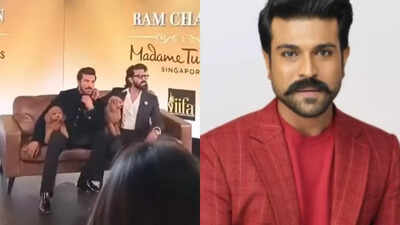 Ram Charan reveals a Wax statue in London; hid furry pal Rhyme steals the show | Telugu Movie News