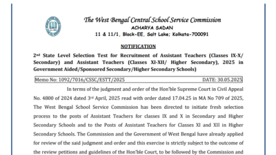 WBSSC SLST 2025 notification released for more than 35,000 assistant teacher vacancies: Check how to apply and key details here