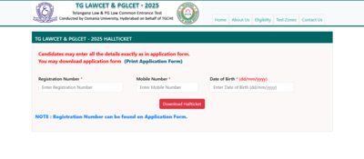 TS LAWCET, PGLCET admit card 2025 released: Direct link to download hall tickets here