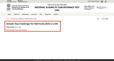 NEET UG answer key 2025 released: Submit challenges online by this date, check direct link here