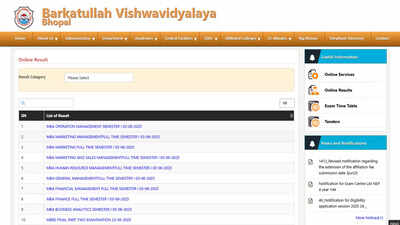 BU Bhopal MBA Semester I results 2025 out at bubhopal.ac.in; check direct link here