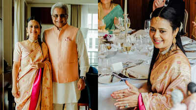 Mahua Moitra marries Pinaki Misra in Berlin wearing a dreamy Varanasi brocade saree