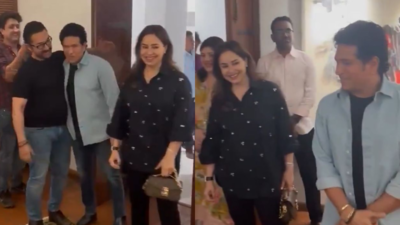 Sachin Tendulkar and wife Anjali Tendulkar join Aamir Khan for a joyful evening; reaction of ‘Sitaare Zameen Par’ cast goes viral: WATCH | Hindi Movie News