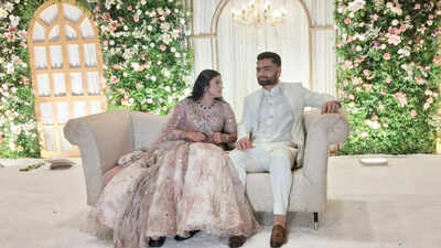 Priya Saroj’s dreamy pink lehenga, Rinku Singh’s white sherwani: Celebrity couple serve major style goals at their engagement