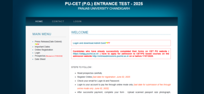 PU CET PG admit card 2025 released: Direct link to download hall tickets here