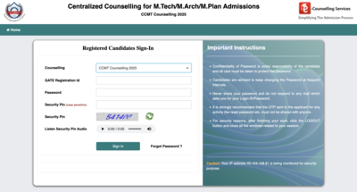 CCMT round 1 seat allotment 2025 released for MTech, MPlan, MArch admissions: Check direct link here