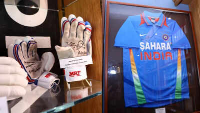 In Photos: Virat Kohli gloves, signed Sachin Tendulkar jersey get showcased at The Oval’s museum | Cricket News