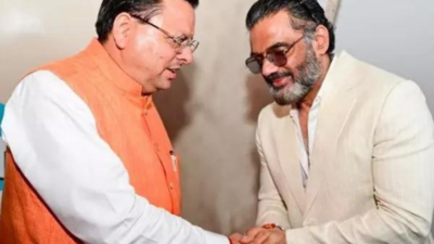 Suniel Shetty meets Uttarakhand CM Pushkar Singh Dhami in Dehradun | India News