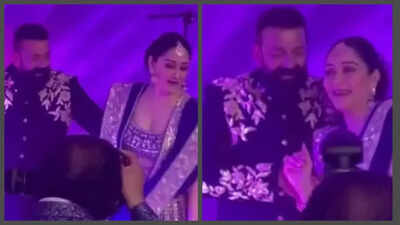 Sanjay Dutt dances with wife Maanayata at a wedding; Netizen says, ‘Wait, is that Madhuri Dixit?’ |