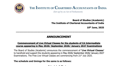 ICAI announces schedule for online CA classes till 2027: How to access at icai.org and key details here